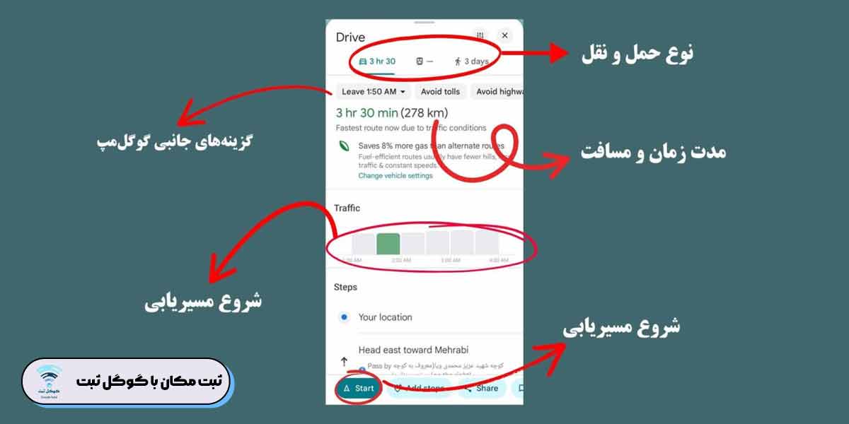 مسیریابی با گوگل مپ ایفون